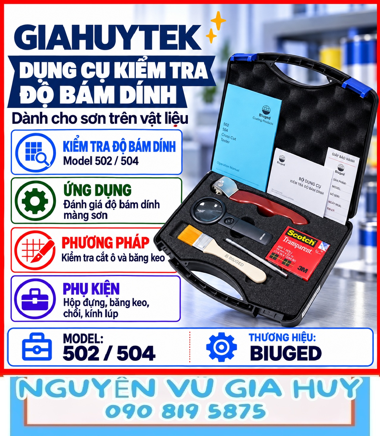 Quy trình phòng thử: bám dính sơn BGD 502, 504